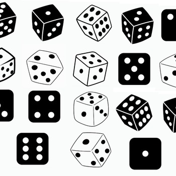 128 Dice drawing svg black and white image clip art bundle silhouette