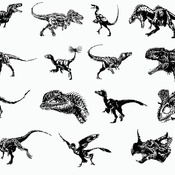 129 Dinosaur angry svg wild animals drawing black and white image bundle silhouette clip art