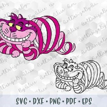 129 SVG PNG Disappearing Cheshire Cat Alice in Wonderland Disney layered svg Cut file Outline Cricut Silhouette Iron on Sublimation Transfer