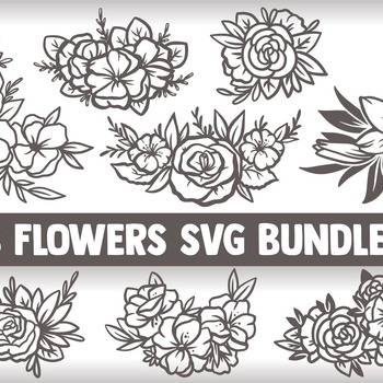 13 Flower SVG Bundle, rose svg, flowers svg, bouquet svg, floral svg, leaf svg, leaves svg, wreath svg, svg designs, svg files for cricut, p