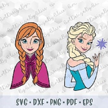 13 SVG PNG Sisters Anna Elsa Frozen Disney Princess Layered Cut files Cricut Design Silhouette Stencil Template for Vinyl Transfer Iron on