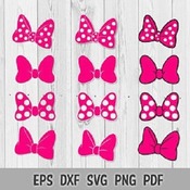 130 SVG PNG DXF Minnie Mouse Pink Polka Dots Bow Disney Layered Cut file Cricut Silhouette Iron on Transfer Print Sublimation Design Bows De