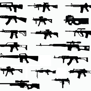 132 Guns ak 47 rifle svg m 16 rifle with optical sight modern assault rifles and machine guns clip art