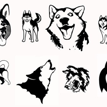 133 Husky siberian svg dog clip art drawing black and white image baby bundle silhouette