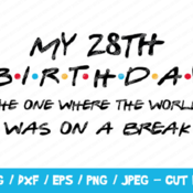 133 My 28th Birthday The One Where The World Was On A Break SVG, Friends SVG, Instant Download, Cricut, Friends Cut File, Friends Birthday