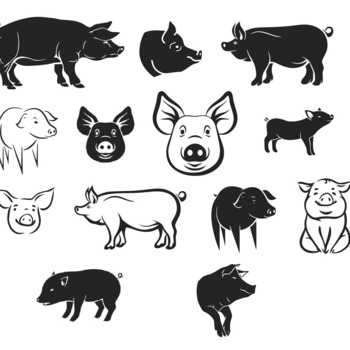 134 Pig svg,cut files,silhouette clipart,vinyl files,vector digital,svg file,svg cut file,clipart svg,graphics clipart