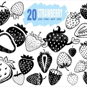 135 Strawberry Fruit Berries Food svg  Summer clipart decal stencil vinyl cut file silhouette eps dxf png