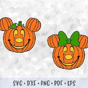 136 SVG PNG Minnie Mickey Mouse Pumpkin Halloween Bow Ears Head Layered Cut Files Silhouette Cricut download Iron on Transfer Disney Print C