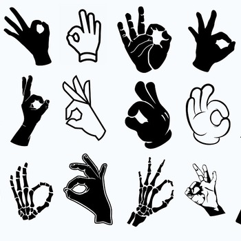 138 Okay Hand Sign drawing svg tattoo black and white image bundle clip art