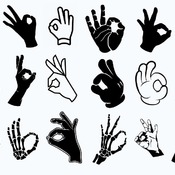 138 Okay Hand Sign drawing svg tattoo black and white image bundle clip art