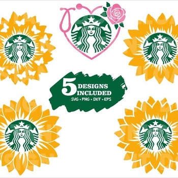 138 Starbucks Sunflower Svg Sunflower Stethoscope Monogram Vector lnstant Download