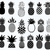 139 Pineapple tropical fruit svg aloha clip art drawing black and white image