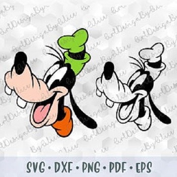 139 SVG PNG Goofy Head Face Mickey Minnie Mouse Friends Layered Cut files Cricut Silhouette Outline Iron on Transfer Printable Images Birthd