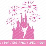 14 Disney Castle SVG, Disney Castle Fireworks SVG, Disney Castle Tinker Bell, Cricut Silhouette, Tinker Bell Silhouette, Mickey Head Firewor