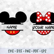 140 SVG PNG DXF Mickey Minnie Mouse Monogram Head Ears Red Polka Dots Bow Cut file Cricut Silhouette Iron on Transfer Print Sublimation Desi