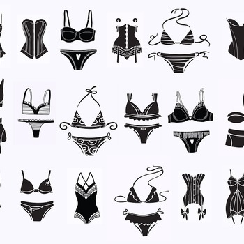 144 Sexy lingerie bra svg silhouette black and white image bundle drawing clip art