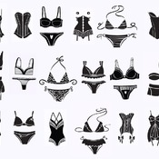 144 Sexy lingerie bra svg silhouette black and white image bundle drawing clip art