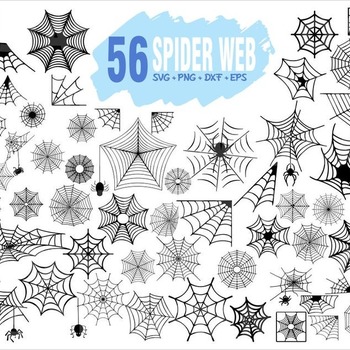 144 Spider Web SVG files Clipart PNG Transparent included Cricut Silhouette Eps dxf png svg Digital files