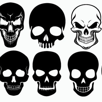 146 Skull human evil svg drawing clip art black and white image bundle