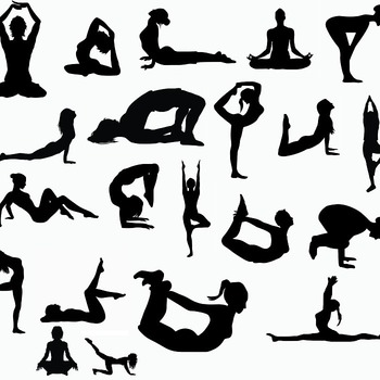 153 Yoga poses svg hot asana meditation black and white image clip art drawing