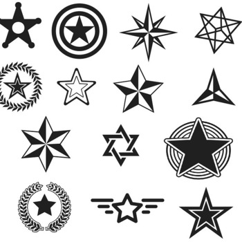 155 Black star bundle svg drawing black and white image clip art