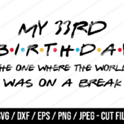 155 My 33rd Birthday The One Where The World Was On A Break SVG, Friends SVG, Instant Download, Cricut, Friends Cut File, Friends Birthday