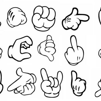 156 Cartoon hands svg drawing black and white image clip art bundle