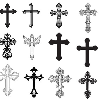 16 Painted black svg and white cross faith image ankh blessed believe clip art