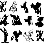 162 Goofy head silhouette svg bundle clip art black and white image