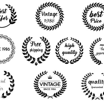 168 Leaves monogram circle svg bundle clip art black and white image drawing