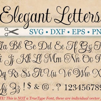 17 ELEGANT Script Font Monogram Svg, Dxf, Eps, Png; Digital Monogram DIY, Fancy Script, Cursive Font, Silhouette Files, Cricut, Cut Files