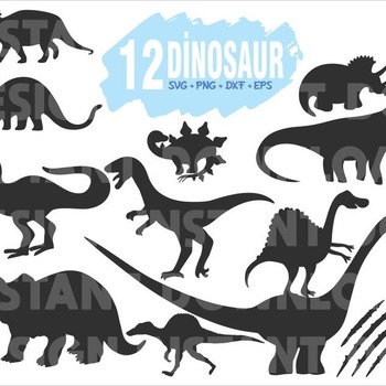 170 Dinosaurs cricut DXF Animal svg clipart PNG silhouettes shirts