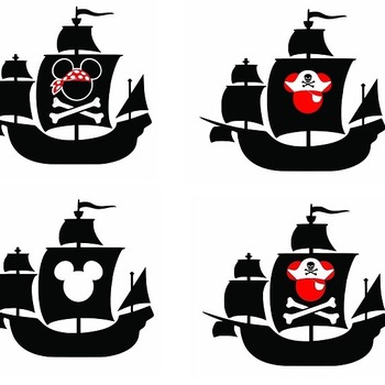 173 Mickey mouse pirate svg ship bundle clip art drawing black and white image