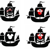 173 Mickey mouse pirate svg ship bundle clip art drawing black and white image