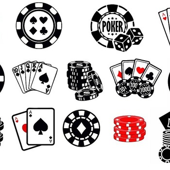 175 Poker card chips svg suits bundle clip art drawing black and white image