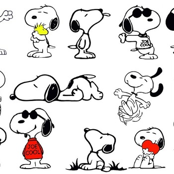 179 Snoopy dog svg files drawing bundle clip art black and white image