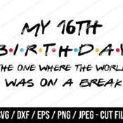 180 My 16th Birthday The One Where The World Was On A Break SVG, Friends SVG, Instant Download, Cricut, Friends Cut File, Friends Birthday