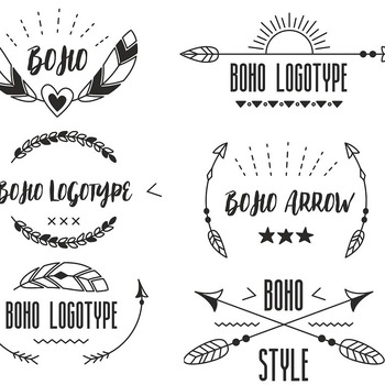 180 Straight arrow boho svg styly logotype black and white image clip art bundle