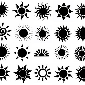 181 Sun drawing svg bundle clip art black and white image