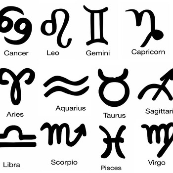 186 Zodiac cancer svg leo signs aries libra aquarius clip art bundle black and white image