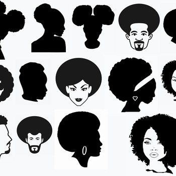 187 Afro woman tattoo svg black and white image clip art bundle silhouette