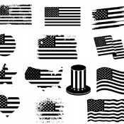 188 American flag svg clip art black and white image drawing bundle