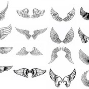 189 Angel wing tattoo svg drawing black and white image bundle clip art