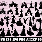 19 Disney Princess SVG Disney Princess Silhouette Disney Bundle SVG Disney Princess Clipart Disney Princess Cut File Instant Download