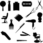 190 Barber shop bundle svg clip art drawing black and white image