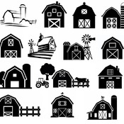 191 Barn farm animals svg image black and white clip art bundle