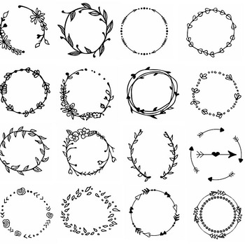 196 Circle Arrow symbol svg frame flower clip art drawing black and white image