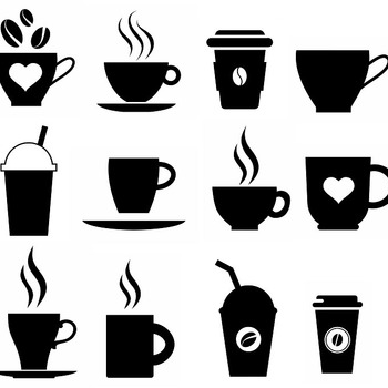 197 Coffee Cup glass svg ideas drawing black and white image clip art bundle