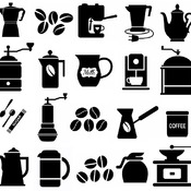 198 Coffee Tool Shop svg maker grinder teapot drawing black and white image clip art