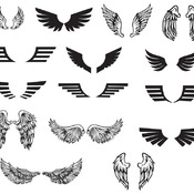 2 Angel Wings svg black tattoo vector clip art decor designs